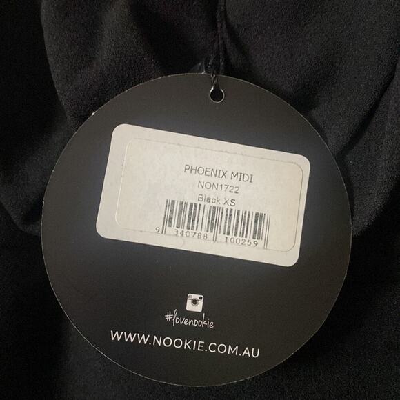 NOOKIE Black Midi Dress Whimsigoth Bodycon Gothic Dark romantic New Size XS 2 - Picture 6 of 11